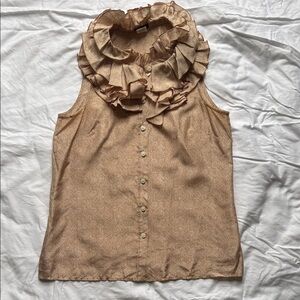 J. Crew Ruffled Sleeveless Blouse in Tan
